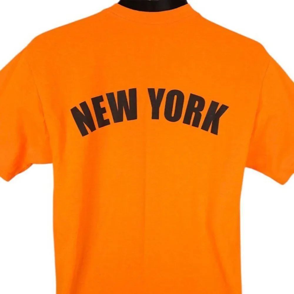 Vintage Team New York T Shirt Mens Size Medium Orange Y2K NYC